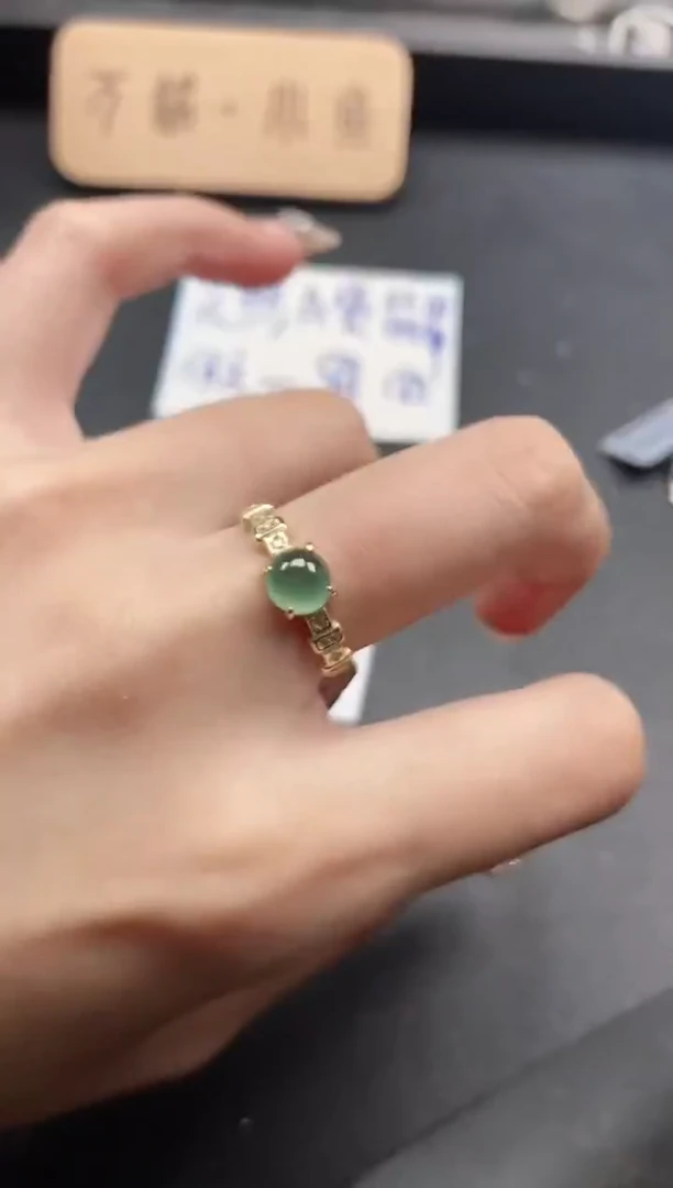 银S925镶嵌戒指翡翠15541