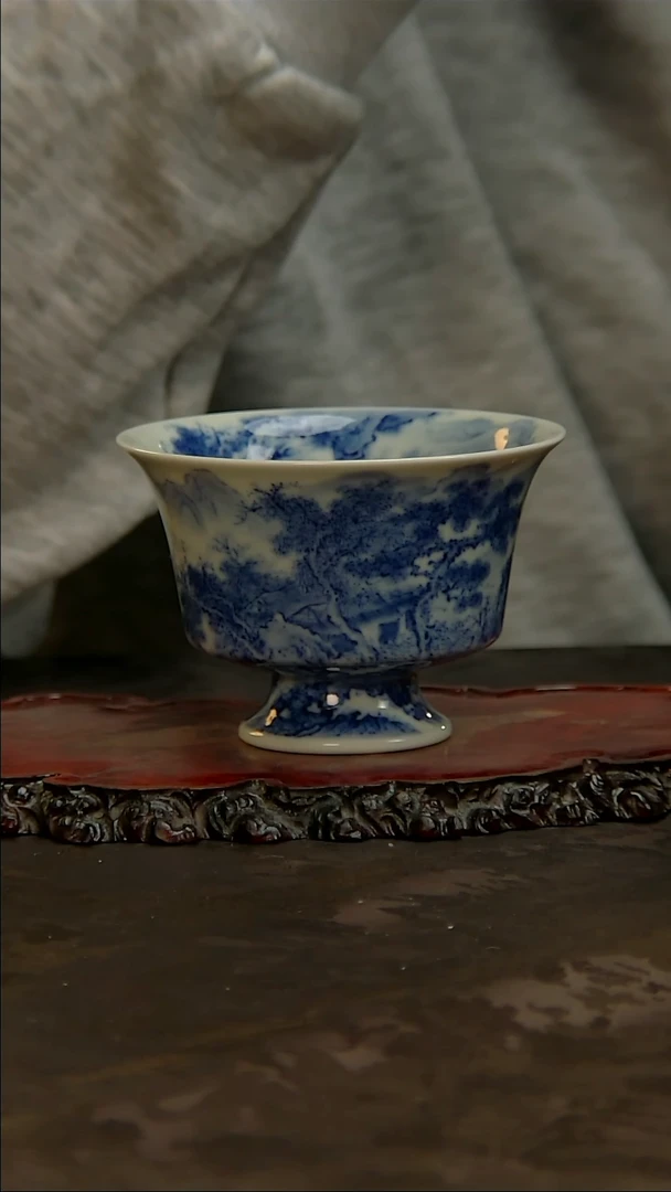 【闪购商品】青花手绘山水主人杯