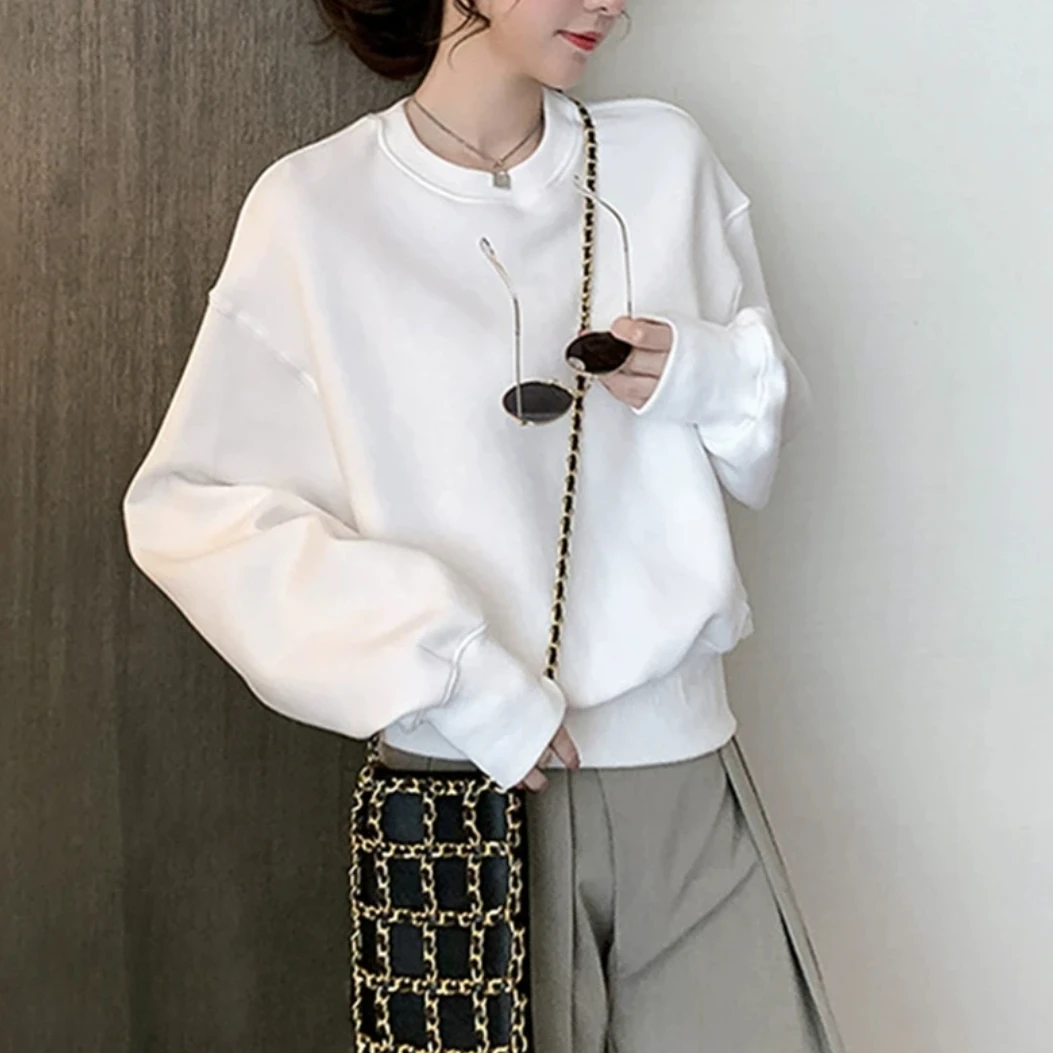 高级感百搭宽松显瘦高腰圆领套头卫衣DF005（D8后面）