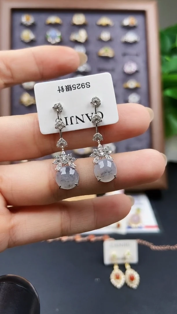 银S925镶嵌翡翠耳饰02