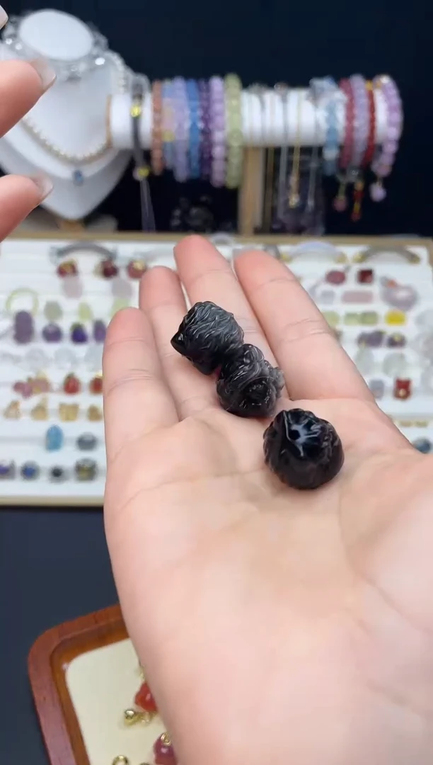 【闪购商品】黑曜岩珠宝奇石未镶嵌A305耀石醒狮