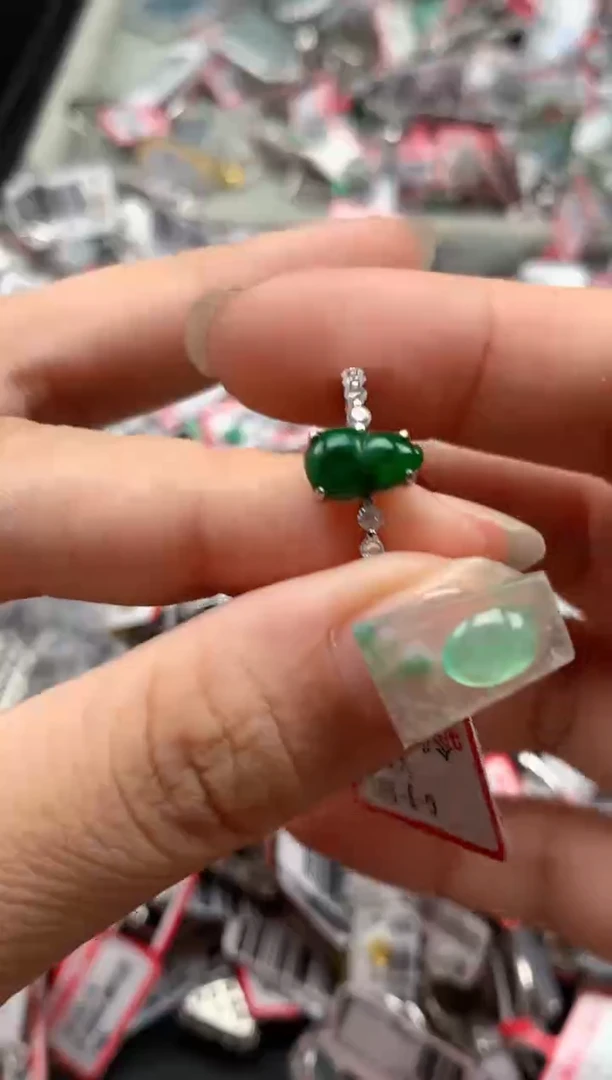 银S925镶嵌戒指翡翠天然A货缅甸翡翠