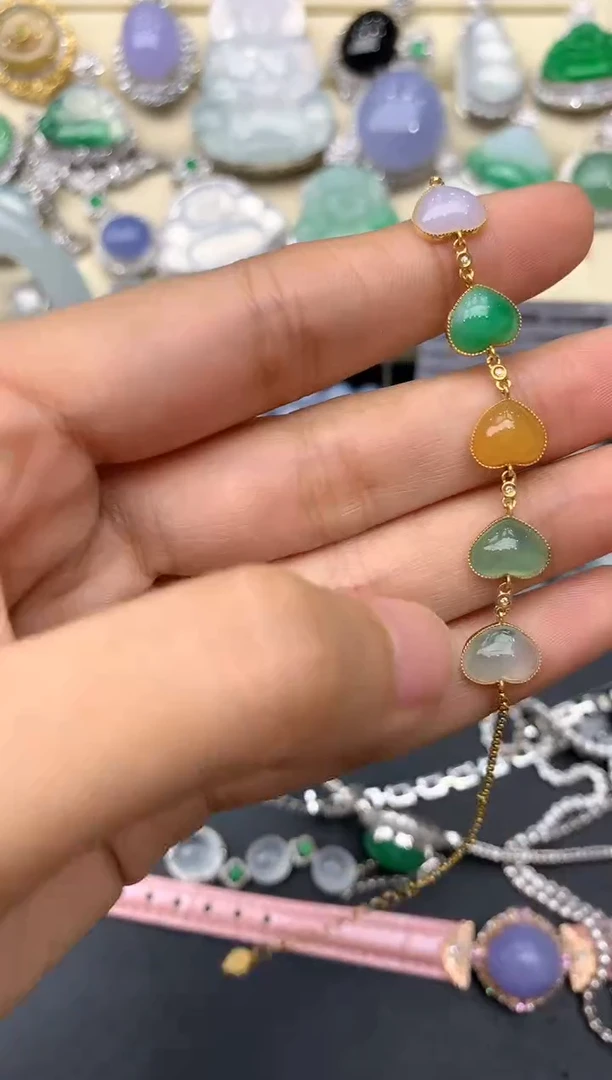 【闪购商品】翡翠手链18K金镶嵌173-中国好珍宝