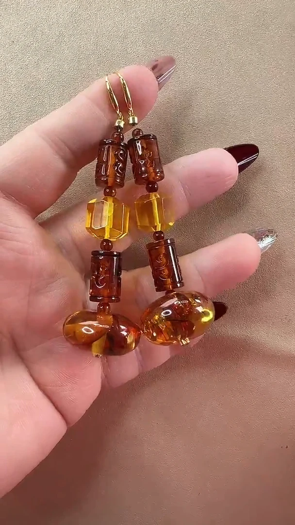 【闪购商品】琥珀耳饰未镶嵌耳环