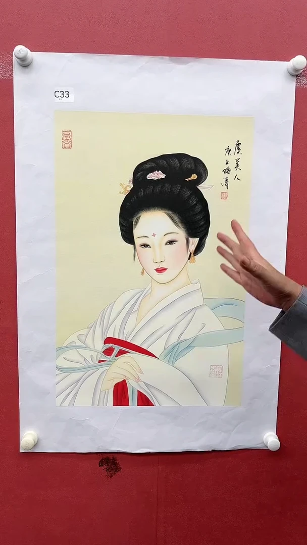 国画梅清-国画-2.7平尺-纸片-人物