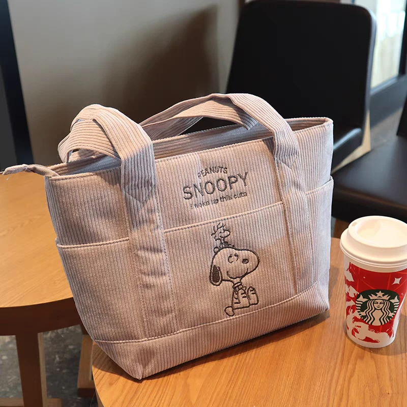 f05史努比灯芯绒手提包(粉)