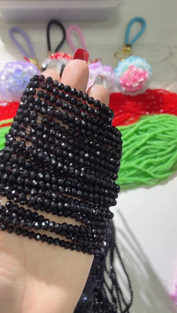 玻璃0747卡4水晶扁10条瓷黑色