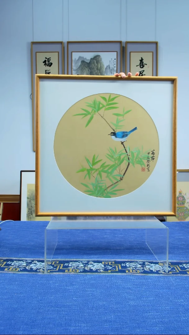 国画【竹子】手写书法手绘国画作品摆台60*60cm