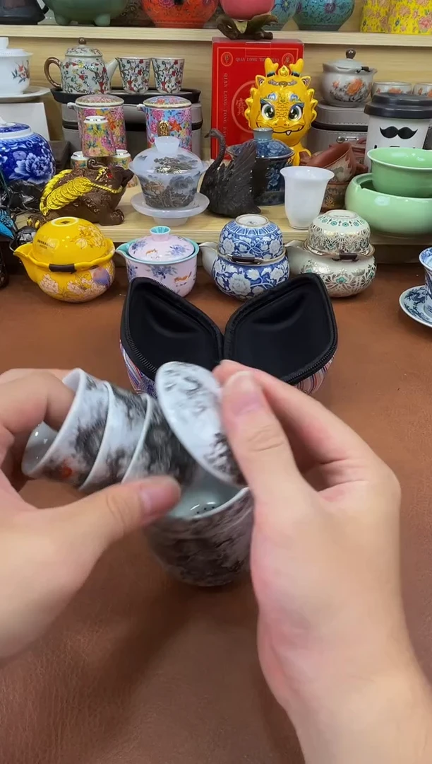 陶瓷茶具摆件旅行套组