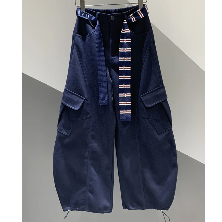 【绽放初冬】秋冬新款加薄绒韩版潮流工装裤女休闲百搭弯刀裤3350-3