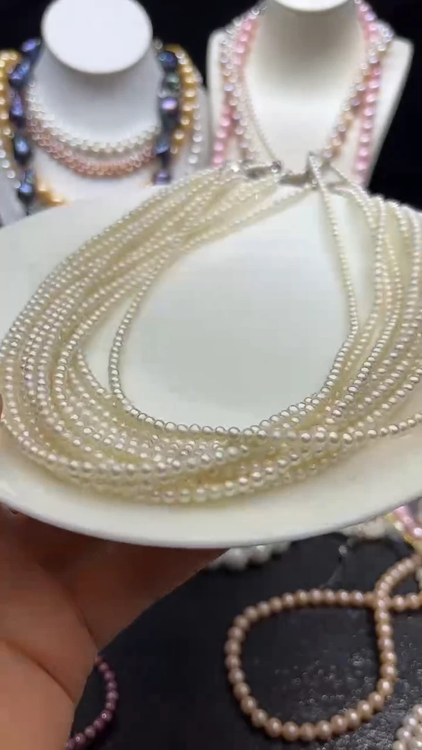 淡水珍珠银S925镶嵌颈饰多人