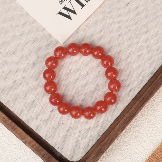 合金手链 LZ3671 鸡血红透亮红色银箔琉璃手串