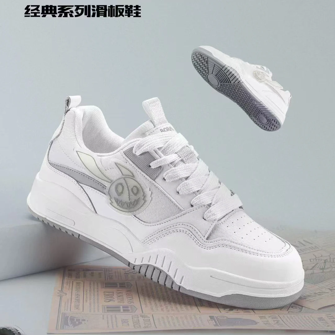 博艾复古小白鞋7389正品春季新款学生厚底休闲超纤料运动滑板鞋