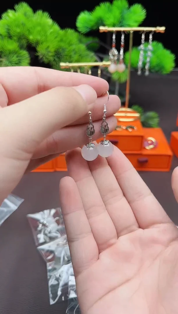 玛瑙/玉髓耳饰银S925镶嵌b05