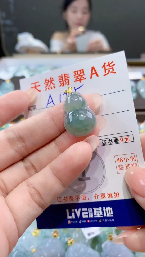 颈饰18K金镶嵌翡翠天然翡翠A货挂件