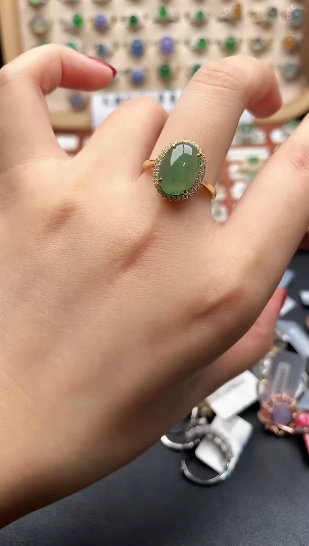 银S925镶嵌戒指翡翠一物一证一证