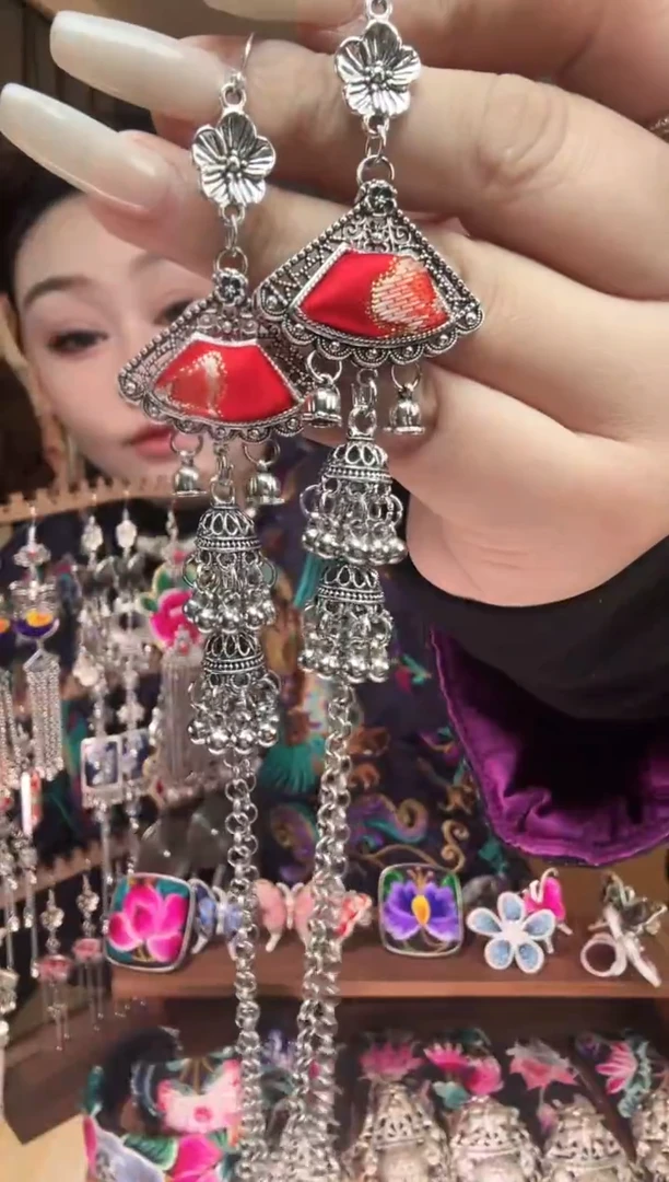 刺绣纯手工民族风刺绣耳环