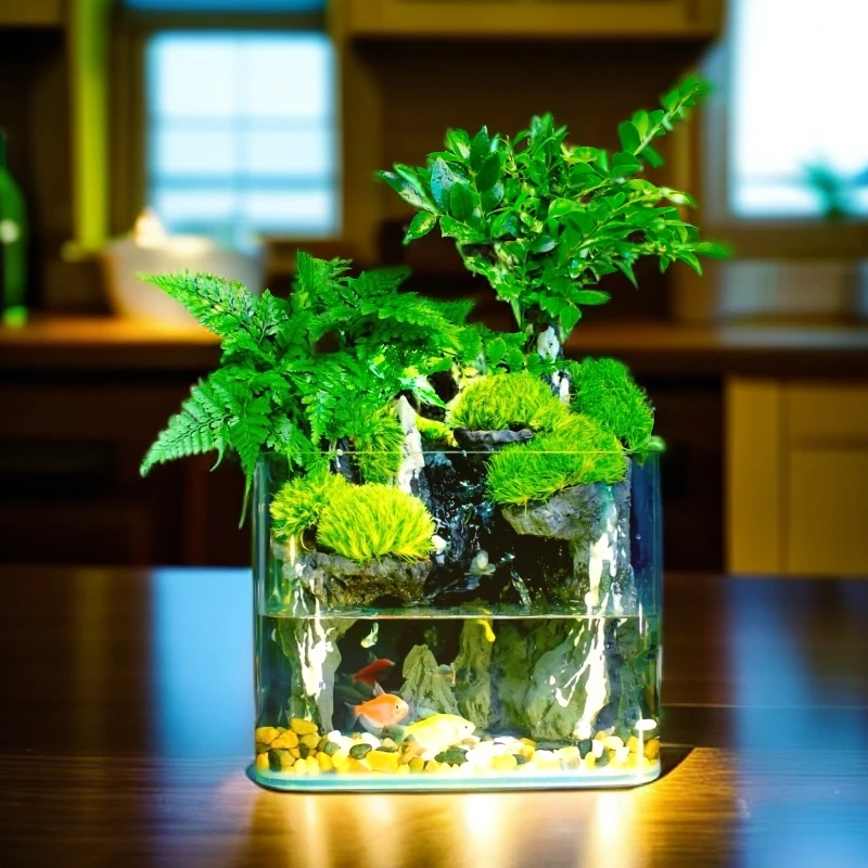 【韵】可拆洗悬山 老桩小叶紫檀带流水养鱼微景观20*16*14