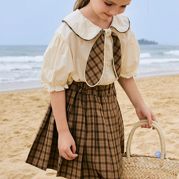 女童学院风衬衫夏季薄款女宝宝公主衬衣小女孩时髦打底上衣韩版