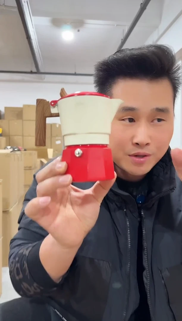 6代阀双阀2杯摩卡壶红白