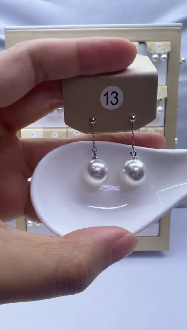 银S925镶嵌耳饰淡水珍珠13