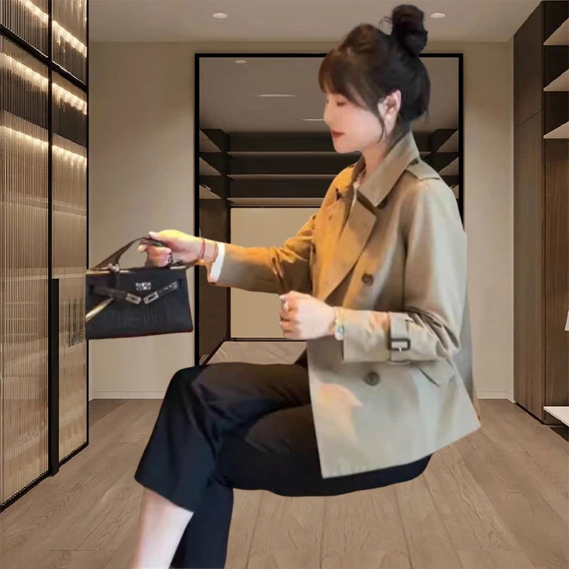 英伦风设计感休闲外套女款2025春秋季翻领宽松显瘦百搭时髦风衣潮