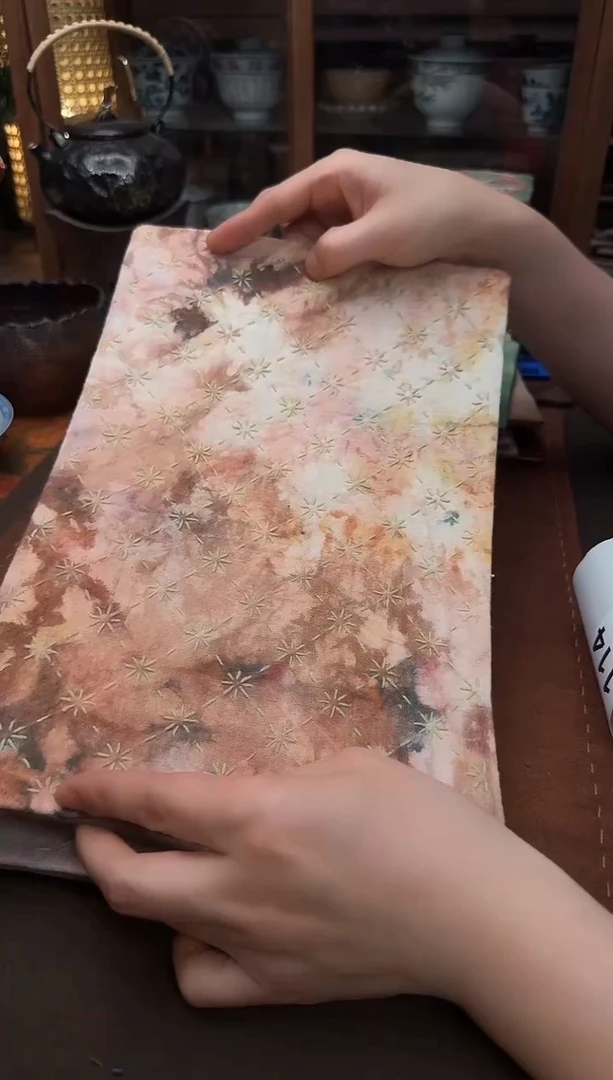 织绣Cici手作老布柿染杯垫129