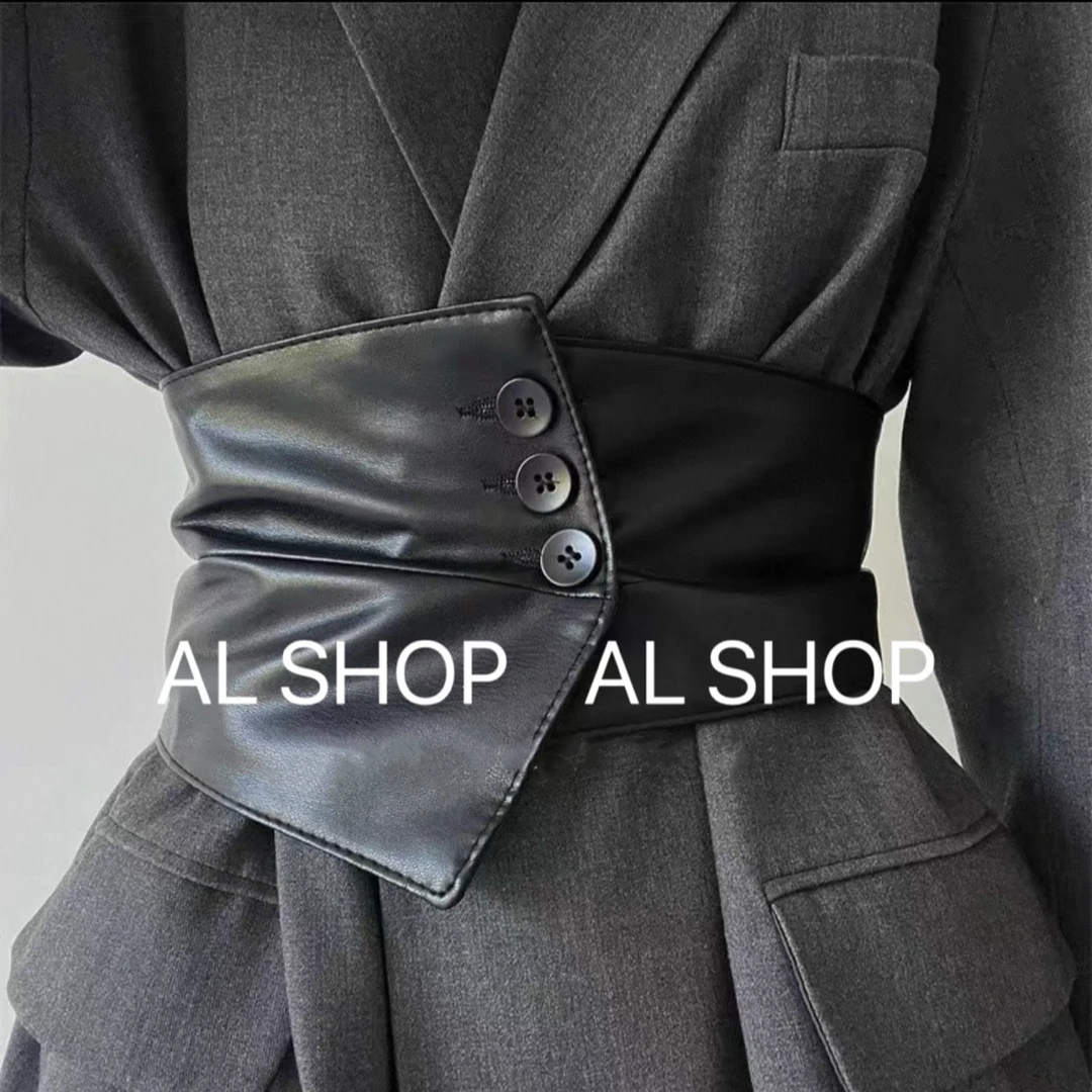 AL SHOP【塑造腰身】韩系百搭显瘦黑色腰封打底连衣裙装饰品
