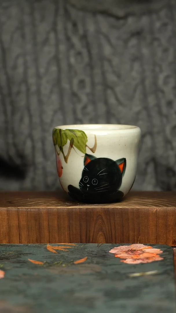 杯釉下彩手工手绘同款陶器