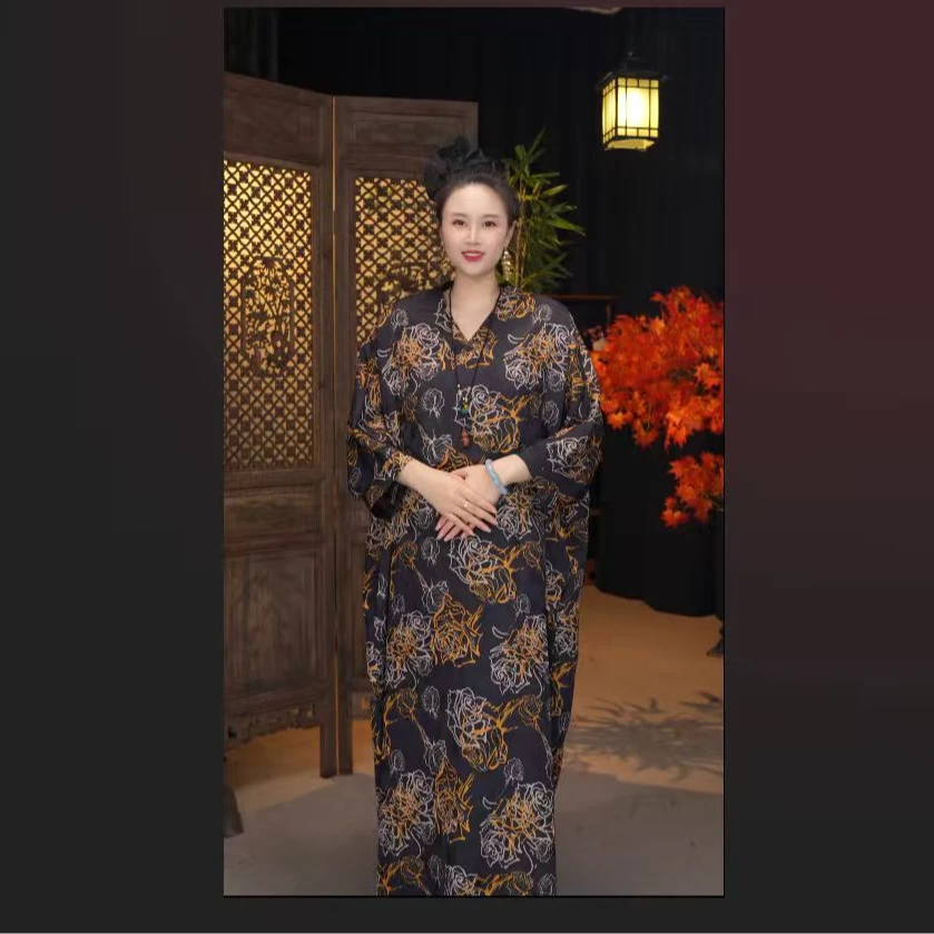 【楚薇】阔太太时髦女装妈妈装夏季禅意气质款国风香云纱连衣裙