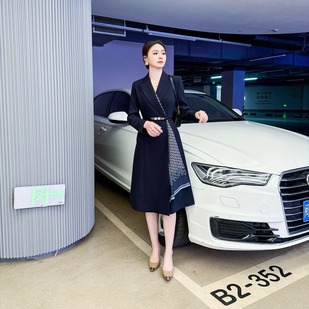 送腰带2025年新款时尚贵夫人连衣裙遮肚收腰显瘦气质韵味裙子2723