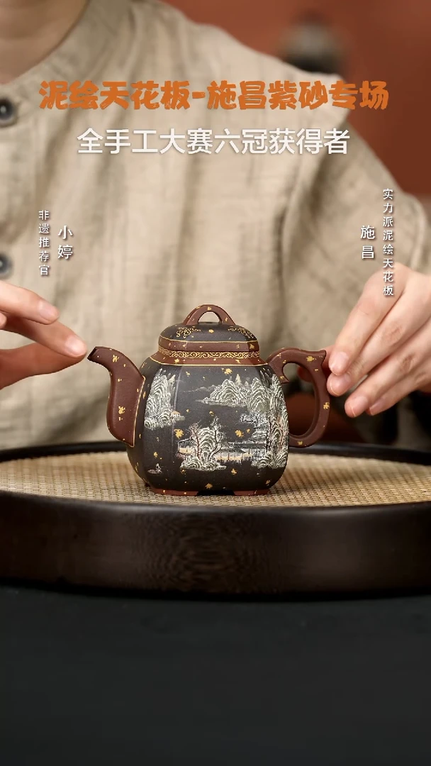 【闪购商品】紫砂茶壶婷SC25施昌福临冬黑星土380