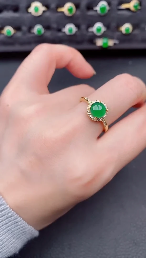 银S925镶嵌戒指翡翠天然a货翡翠99