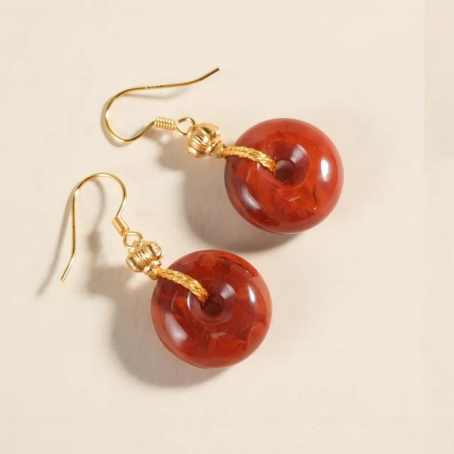 【老掌柜讲珠宝】南红平安扣耳环 M071104