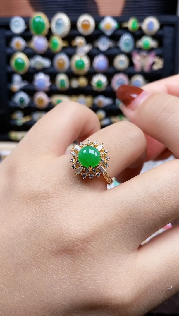 银S925镶嵌戒指翡翠381