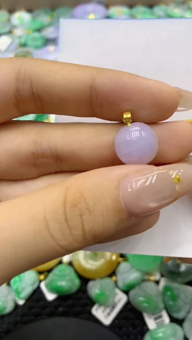 颈饰18K金镶嵌翡翠天然缅甸翡翠A货