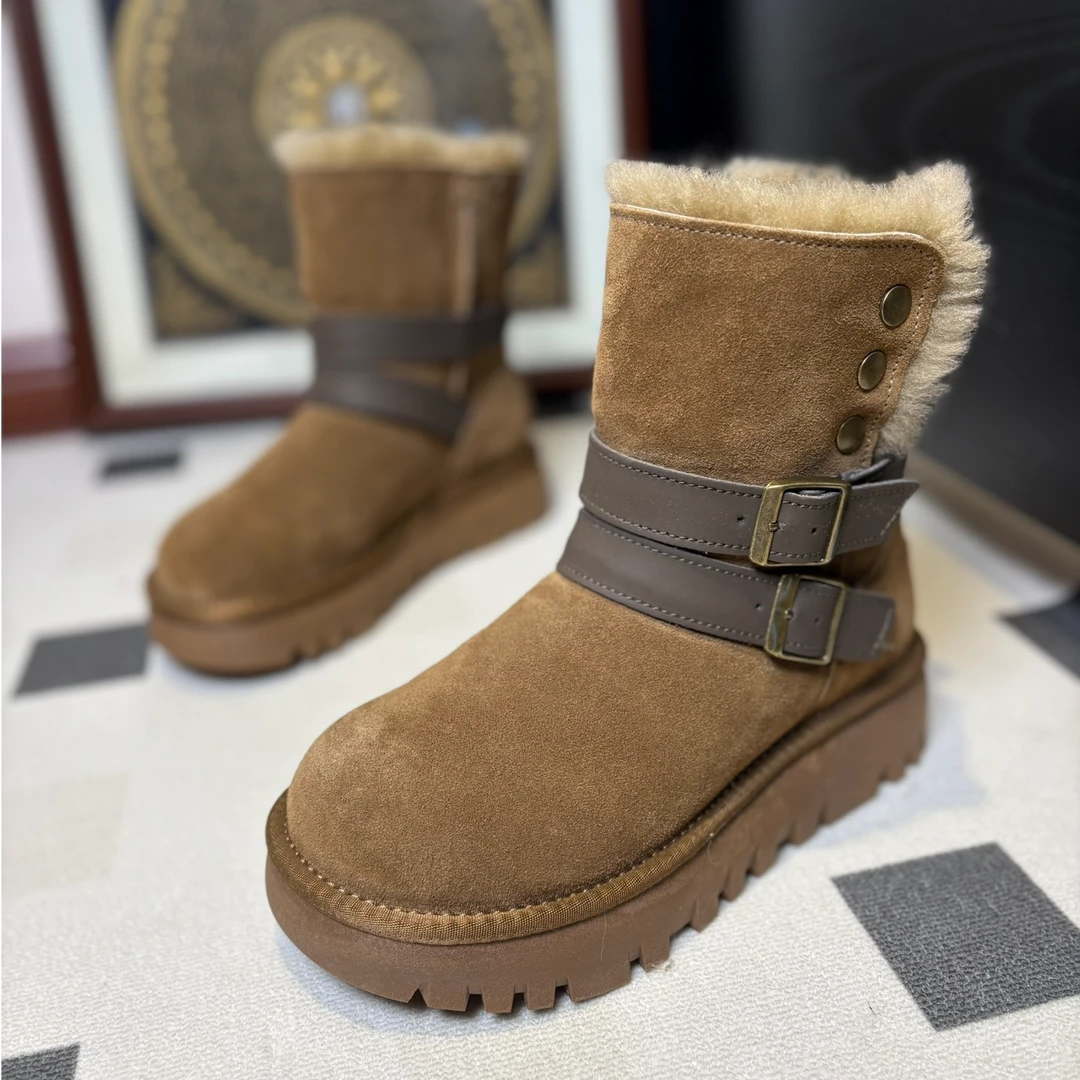 全羊毛女鞋冬季时尚雪地靴东北极寒女雪地棉大棉鞋筒靴保暖加厚
