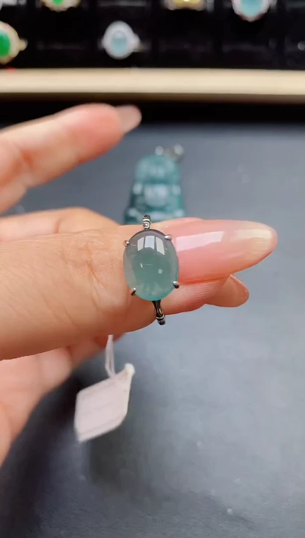 翡翠戒指银S925镶嵌32131