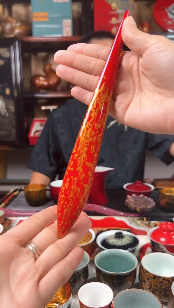 喜*非遗太古大漆红金发簪