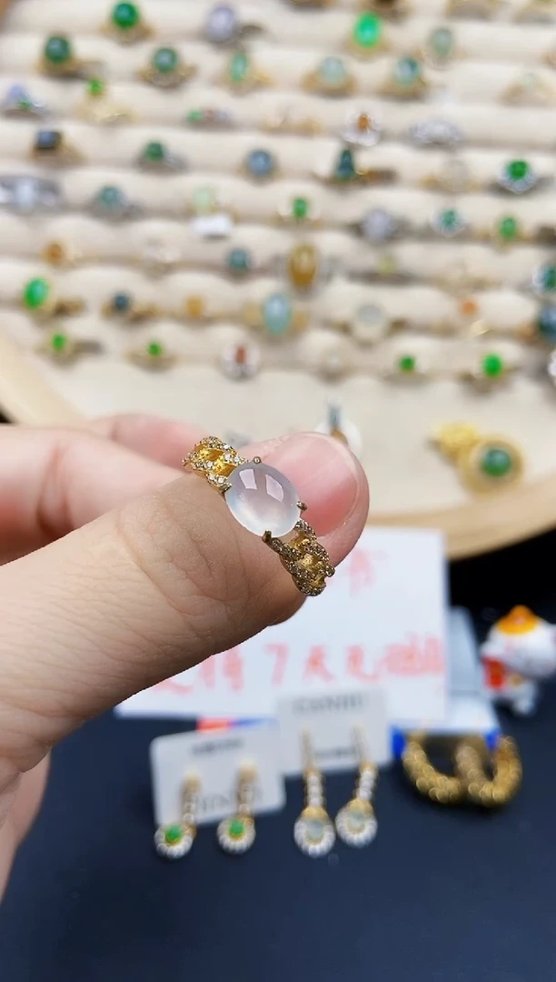 翡翠戒指银S925镶嵌12