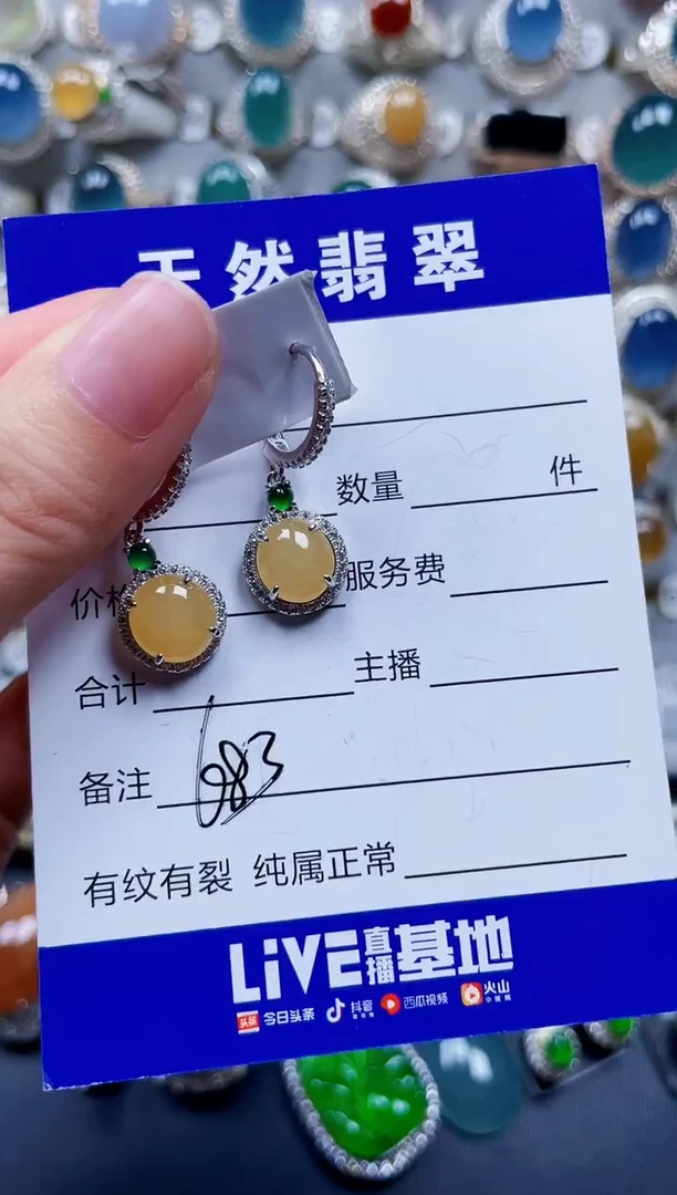 银S925镶嵌翡翠耳饰683