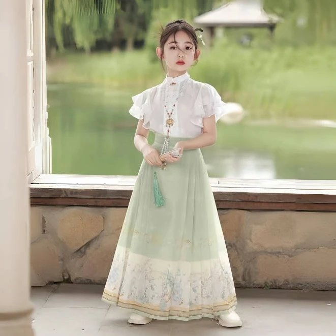 马面裙女童夏季新款新中式女宝宝中大童中国风半身裙套装