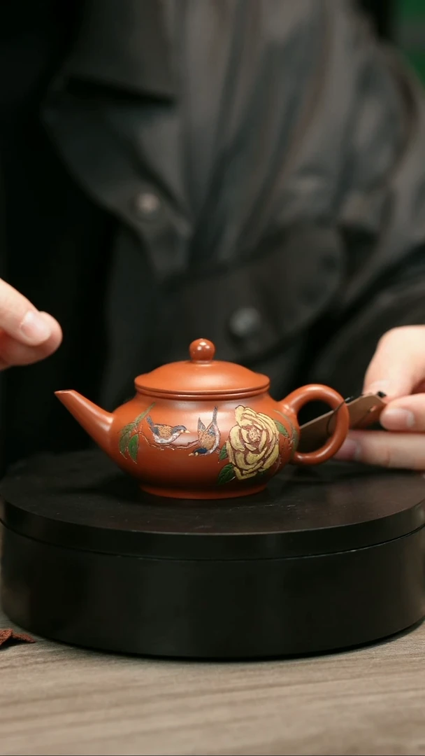 茶壶紫砂心****mH2254赵翠虹彩绘扁平