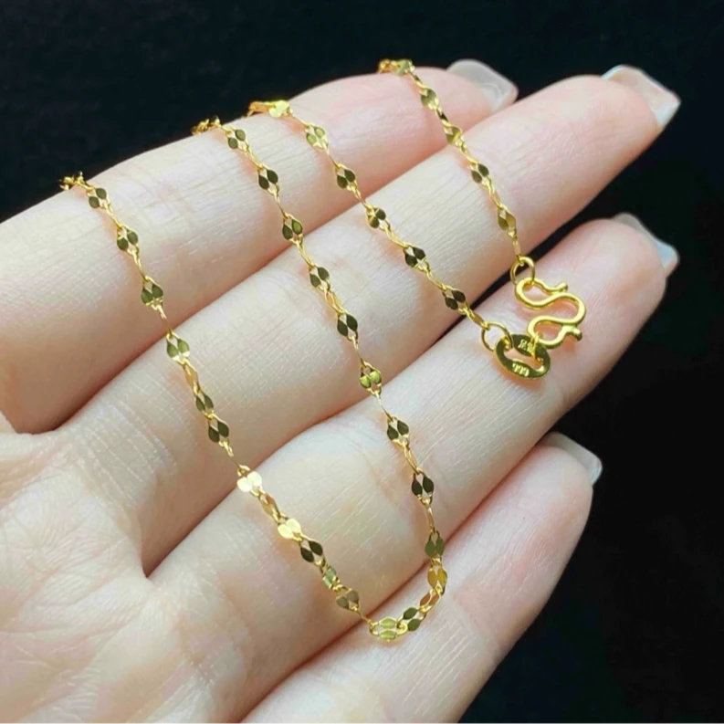 足银银制品 【小魏总珠宝】足银金色嘴唇项链（约45cm）