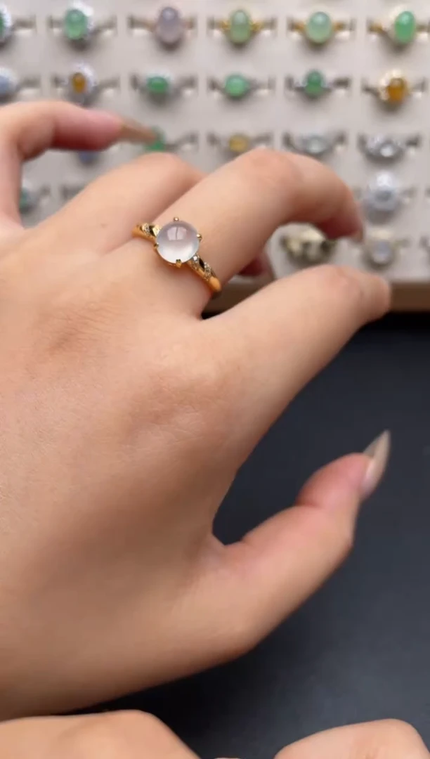 银S925镶嵌戒指翡翠一物一证一礼盒