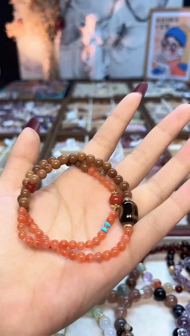 【闪购商品】南红玛瑙手链未镶嵌天然南红双圈手串5-6mm