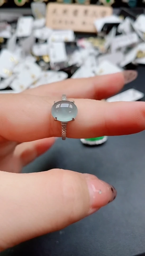 银S925镶嵌戒指翡翠1