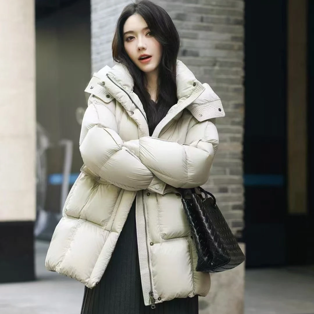 998羽绒服女款短款时尚休闲女士连帽中长款冬季加厚保暖韩版
