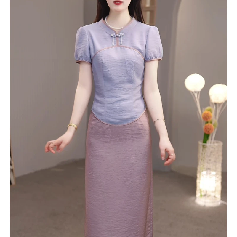 【定制套装】B1001图片色套裙优雅气质时尚减龄休闲显瘦夏季两件套