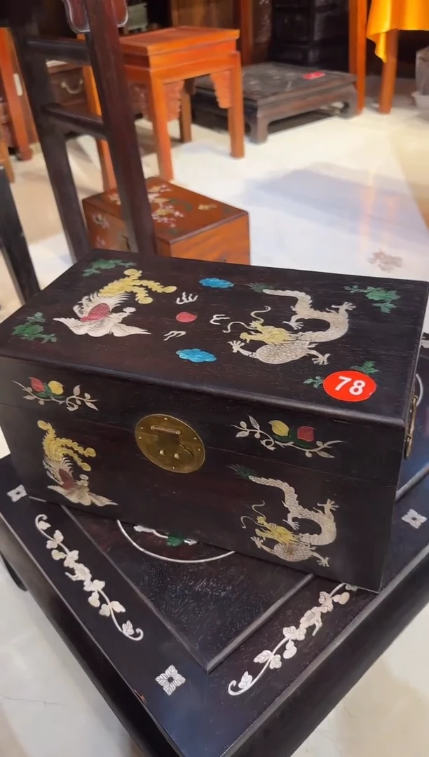 【闪购商品】木木艺40邵氏紫檀龙凤呈祥翻盖箱350.888